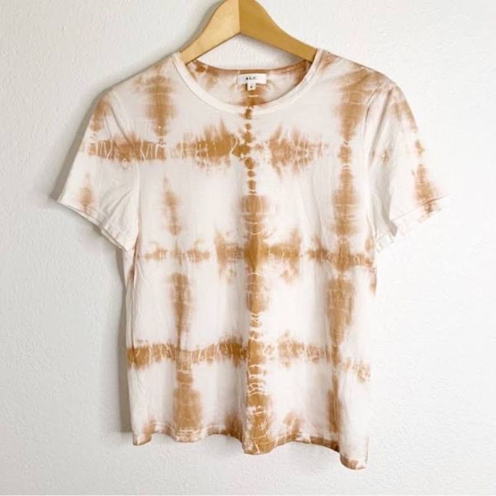 A.‎ L. C. Bambina Tan/White Cotton Short Sleeve Tee Shirt Sz XL